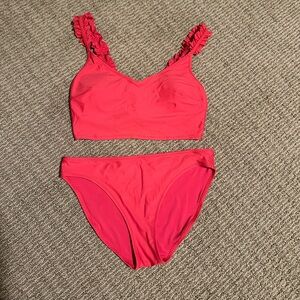 Aerie Red Ruffle Bikini Set